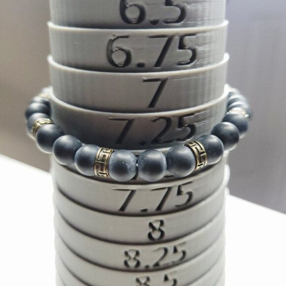 NWT Mens Genuine Dark Black Onyx Stone Stretch Bracelet Bronze Accents - Picture 3 of 5